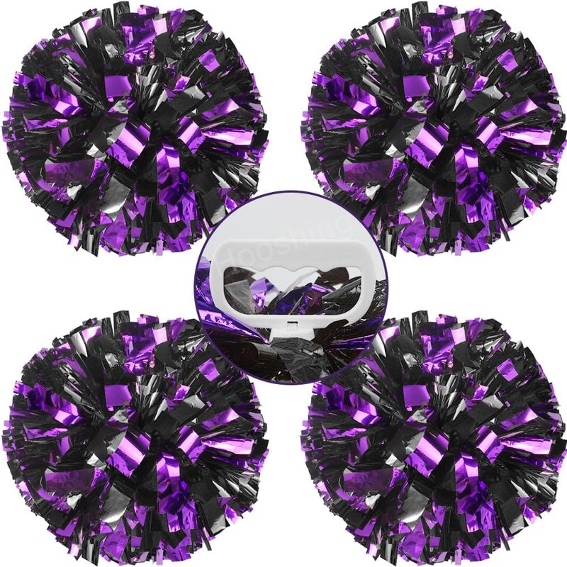 Hooshing 4PCS Pom Poms Cheerleading with Finger-Friendly Handle for Cheering Squad & Dance Team - Image 1